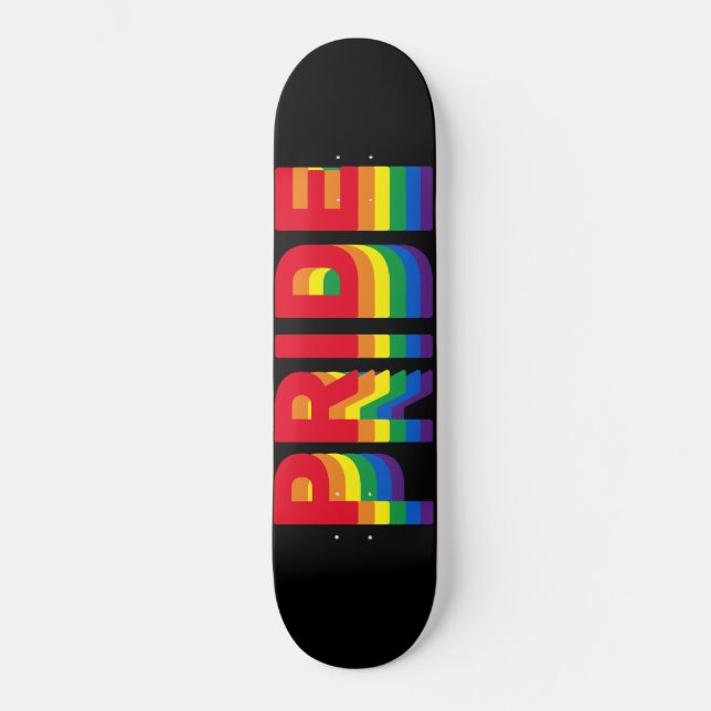 Pride lgbt lgbtq queer gay rainbow retro black skateboard (Front)