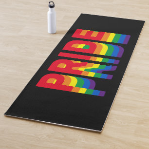 Pride lgbt lgbtq queer gay rainbow retro black yoga mat