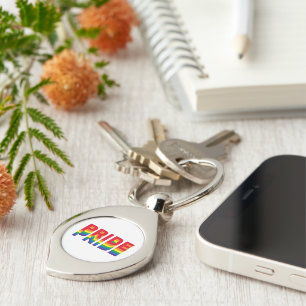 Pride lgbt lgbtq queer gay rainbow retro colours keychain