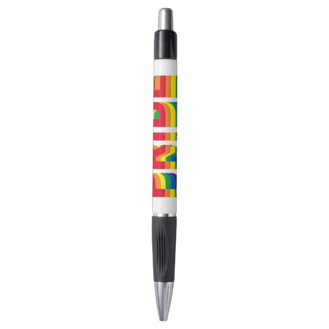 Pride lgbt lgbtq queer gay rainbow retro colours pen (Front Vertical)