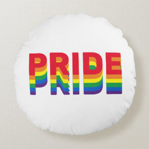 Pride lgbt lgbtq queer gay rainbow retro colours round pillow