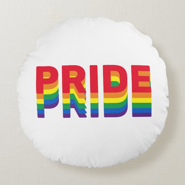 Pride lgbt lgbtq queer gay rainbow retro colours round pillow (Front)