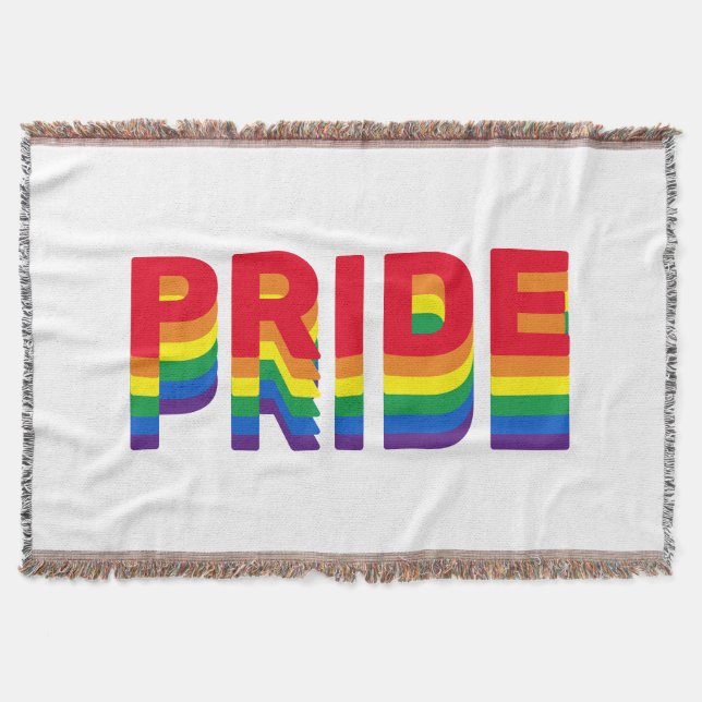 Pride lgbt lgbtq queer gay rainbow retro colours throw blanket (Front)