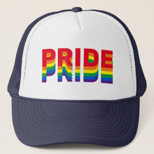 Pride lgbt lgbtq queer gay rainbow retro colours trucker hat