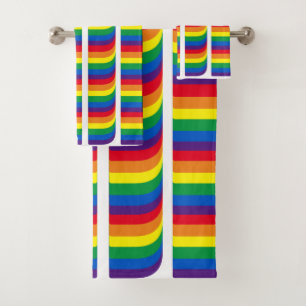 Pride lgbt lgbtq queer gay rainbow retro pattern bath towel set