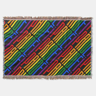 Pride! LGBT Rainbow Flag Colours Typography Patter Throw Blanket