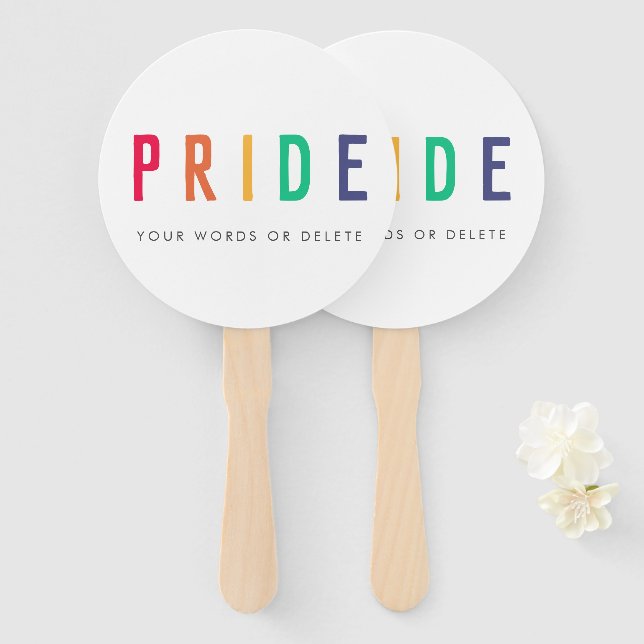 Pride | LGBTQ Gay Modern Rainbow Hand Fan (Front and Back)