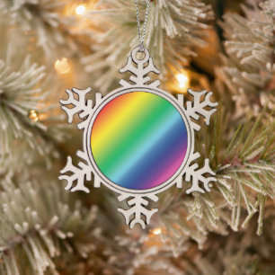 Pride lgbtq lgbt rainbow colours pattern snowflake pewter christmas ornament