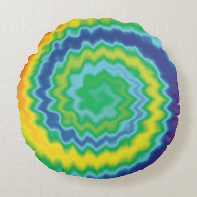 Pride lgbtq lgbt rainbow colours swirl tie dye round pillow (Front)