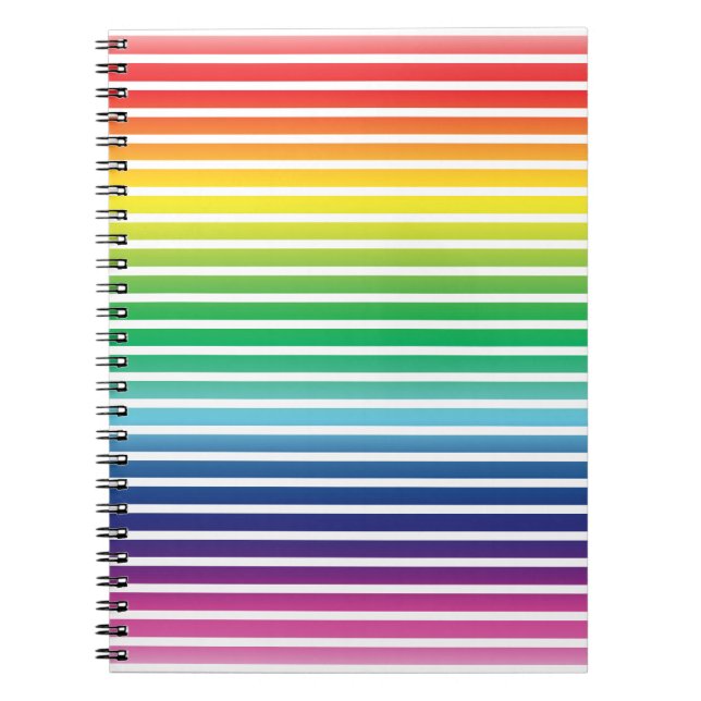 Pride lgbtq lgbt rainbow white stripes pattern notebook (Front)