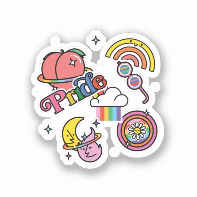 Pride+LGBTQ. Love pride. Rainbow heart with flower (Front)