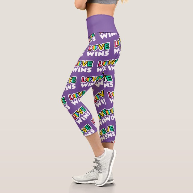 Pride LGBTQ Love Wins Rainbow Purple Capri Leggings (Left)