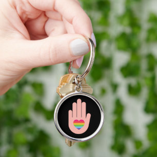 Pride lgbtq queer love. rainbow colour keychain