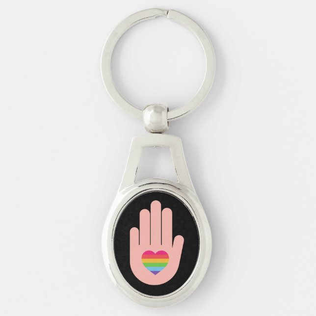 Pride lgbtq queer love. rainbow colour           keychain (Front)