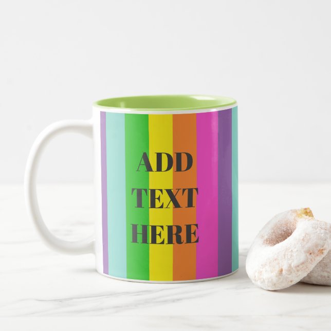 Pride LGBTQ Rainbow Flag  Two-Tone Coffee Mug (With Donut)