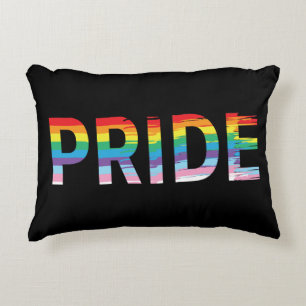 PRIDE LGBTQIA Rainbow Flag, Pride Letter  Accent Pillow