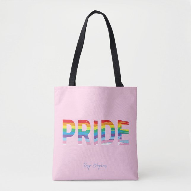 PRIDE LGBTQIA Rainbow Flag, Pride Pink Tote Bag (Front)