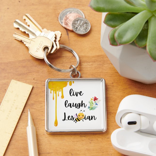 PRIDE! Live, laugh, les-bee-ian Keychain (Desk)