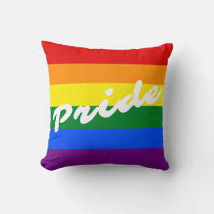 Pride Logo LGBT Gay Pride 6-Stripe Rainbow Flag Throw Pillow