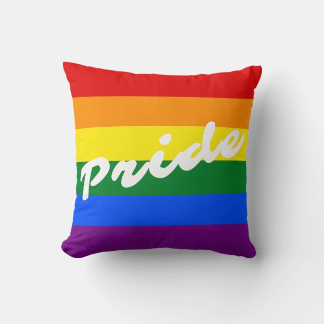 Pride Logo LGBT Gay Pride 6-Stripe Rainbow Flag Throw Pillow (Front)