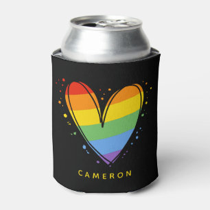 Pride Love Heart Gay Rainbow LGBTQ  Can Cooler