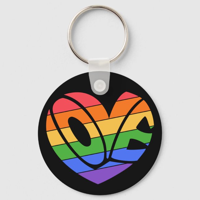 Pride Love Heart Gay Rainbow LGBTQ Keychain (Front)