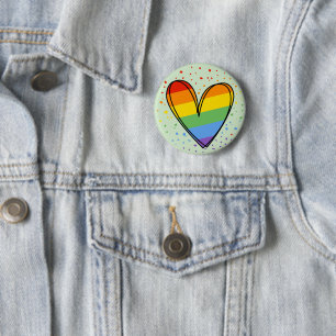Pride Love Heart Gay Rainbow LGBTQ Sticker 2 Inch Round Button