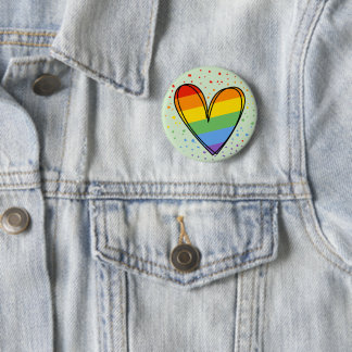 Pride Love Heart Gay Rainbow LGBTQ Sticker 2 Inch Round Button