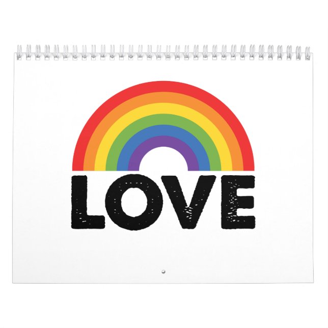 Pride Love is Love Gay Equality Rainbow LGBTQ  Calendar (Cover)
