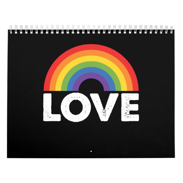 Pride Love is Love Gay Equality Rainbow LGBTQ  Calendar (Cover)