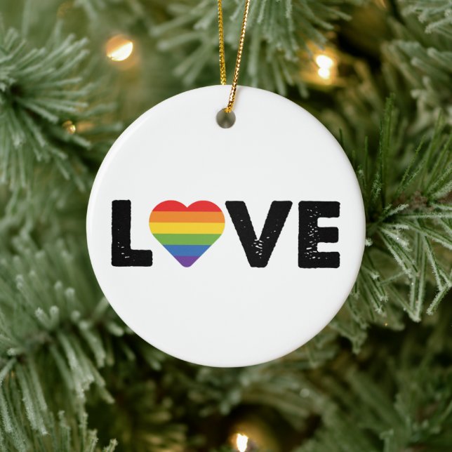 Pride Love is Love Gay Equality Rainbow LGBTQ  Ceramic Ornament (Tree)