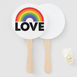 Pride Love is Love Gay Equality Rainbow LGBTQ  Hand Fan