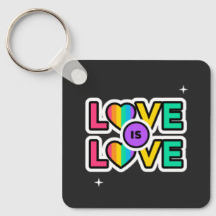 Pride. Love is love. Gay Rainbow colours     Keych Keychain