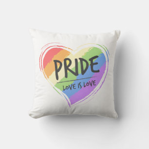 Pride Love is Love Rainbow Heart Throw Pillow