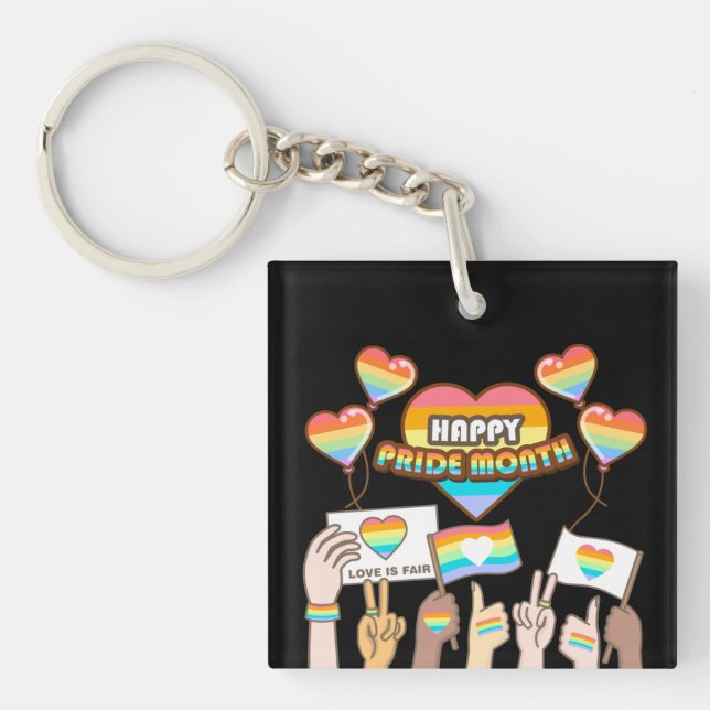 Pride love. Love is fair. Pride month.      Keycha Keychain (Front)
