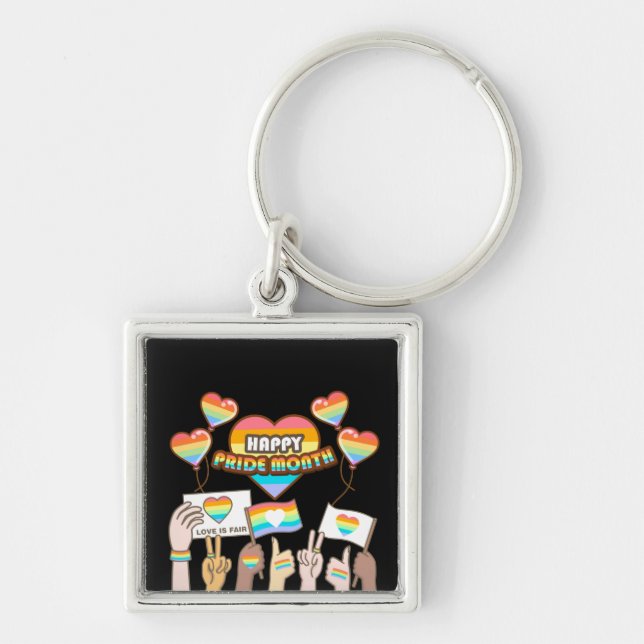 Pride love. Love is fair. Pride month.       Keychain (Front)