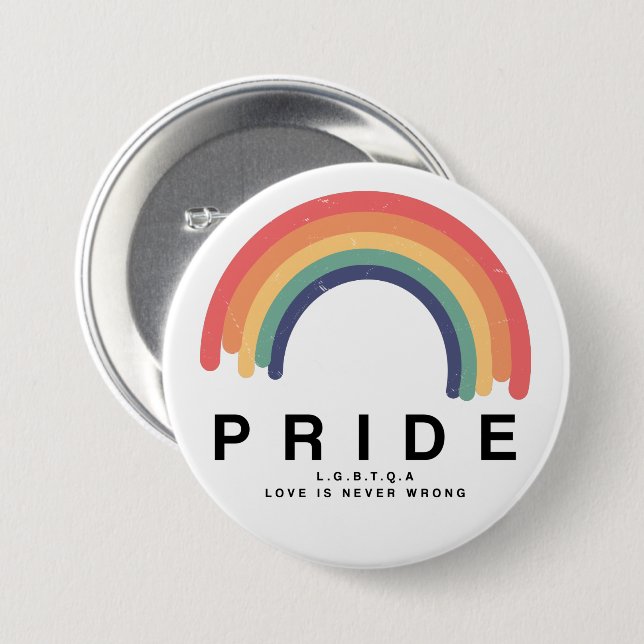 Pride Love Wins Colourful Rainbow LGBTQ 3 Inch Round Button (Front & Back)
