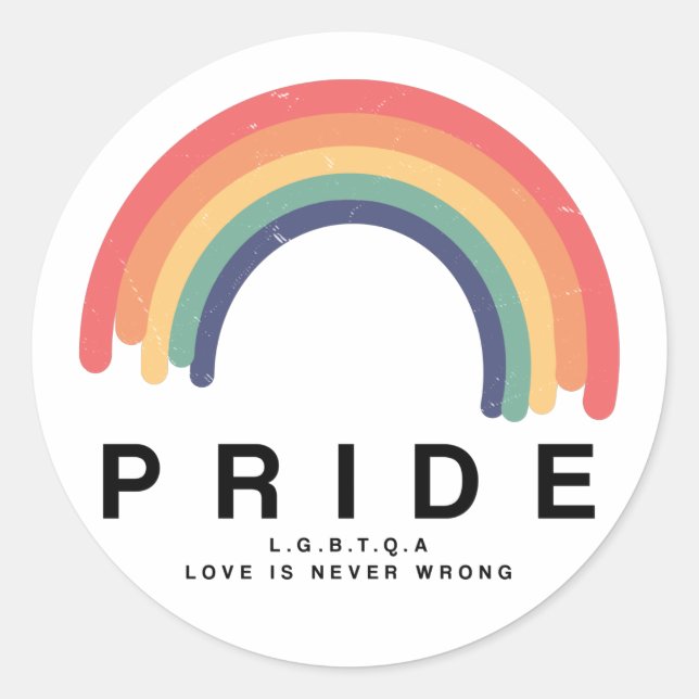 Pride Love Wins Colourful Rainbow LGBTQ Classic Round Sticker (Front)