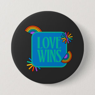 Pride- love wins. Gay rainbow lgbtq       3 Inch Round Button