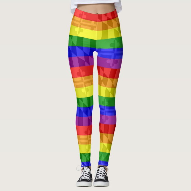 Pride Maryland Rainbow Flag Leggings Yoga Pants (Front)