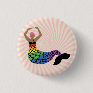 Pride Mermaid Rainbow Flag Tail LGBTIQ Party  1 Inch Round Button