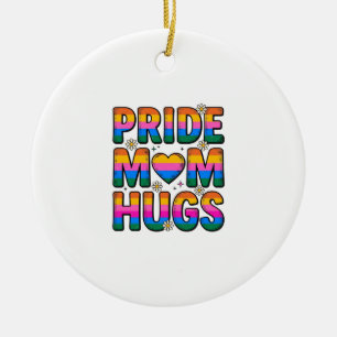 Pride Mom Hugs Vintage Rainbow Vector Design_1 Ceramic Ornament