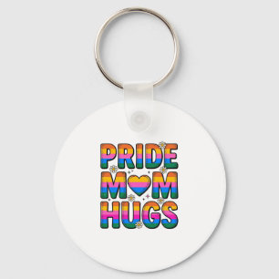 Pride Mom Hugs Vintage Rainbow Vector Design_1 Keychain