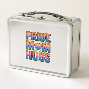 Pride Mom Hugs Vintage Rainbow Vector Design_1 Metal Lunch Box
