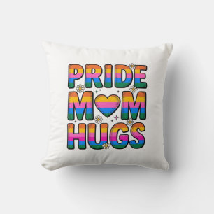 Pride Mom Hugs Vintage Rainbow Vector Design_1 Throw Pillow