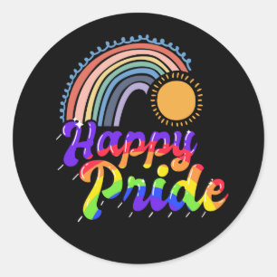 Pride month LGBT with rainbow Happy Pride Classic Round Sticker