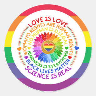 Pride  month  LGBT with rainbow Love is love Classic Round Sticker