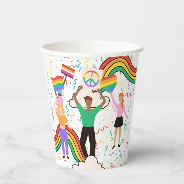 Pride month LGBT with rainbow theme  Paper Cups (Front)
