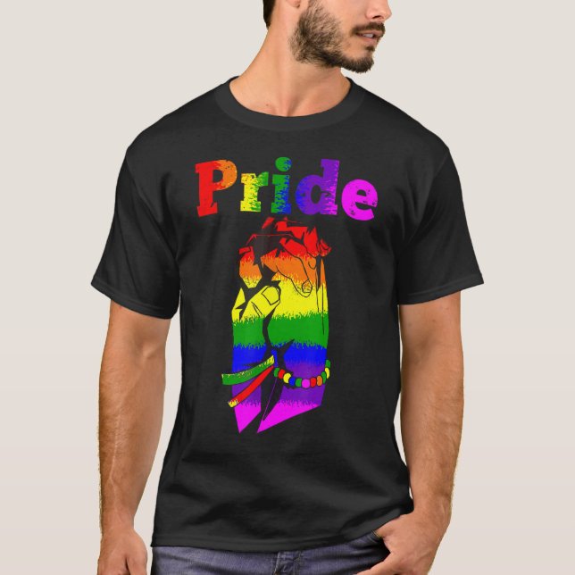 Pride Month Love Is Love Rainbow Flag Proud Ally L T-Shirt (Front)