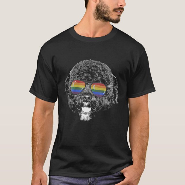 Pride Month Portuguese Water Dog Rainbow Flag T-Shirt (Front)